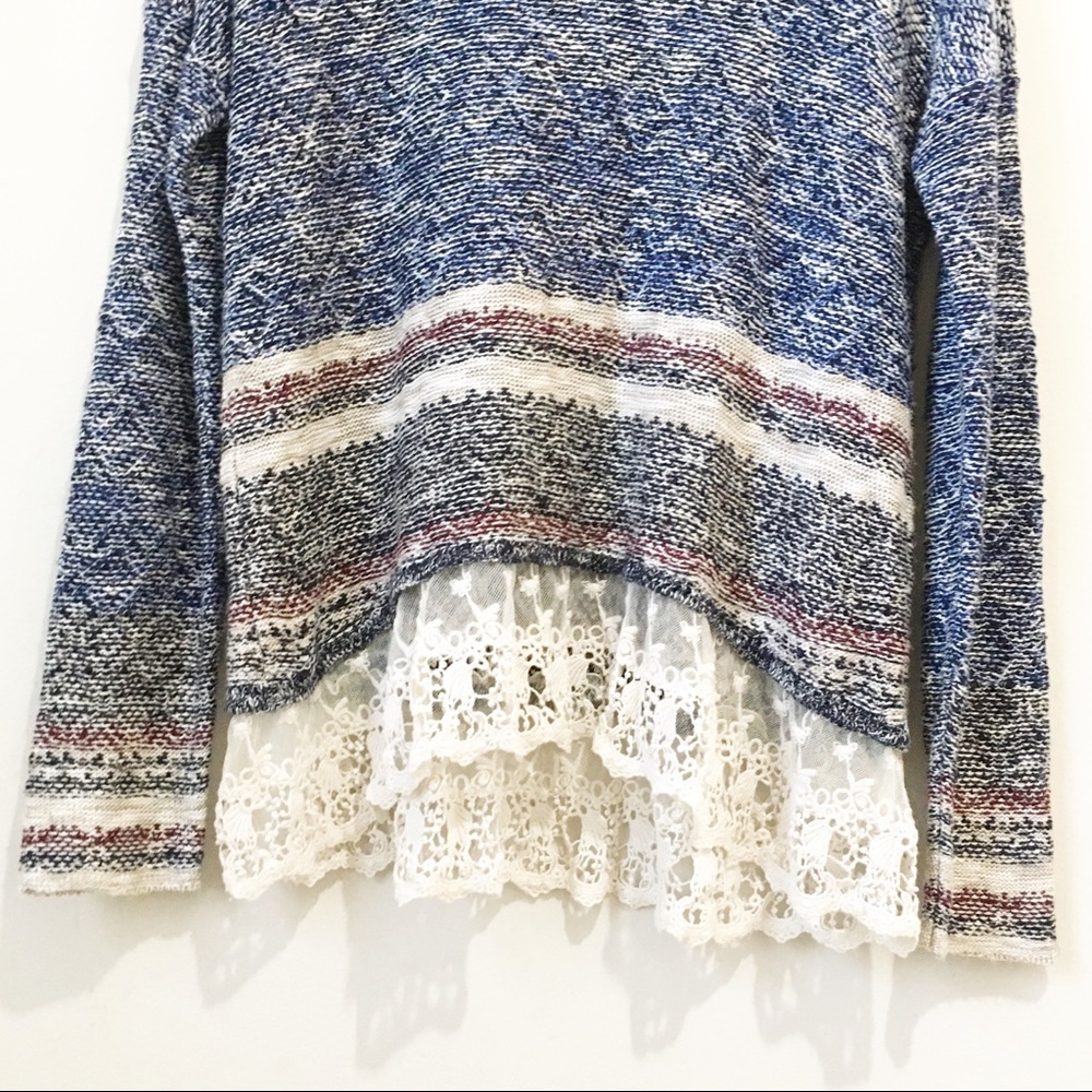Jolt blue black knitted lace long sleeve sweater - Picture 3 of 6